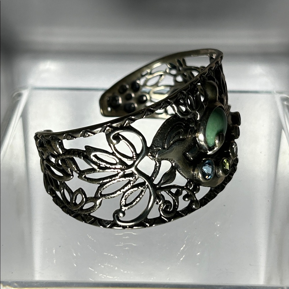NWOT Carolyn Pollack Sterling Silver Multi Gemstone Playful Otter Cuff Bracelet - Picture 3 of 11